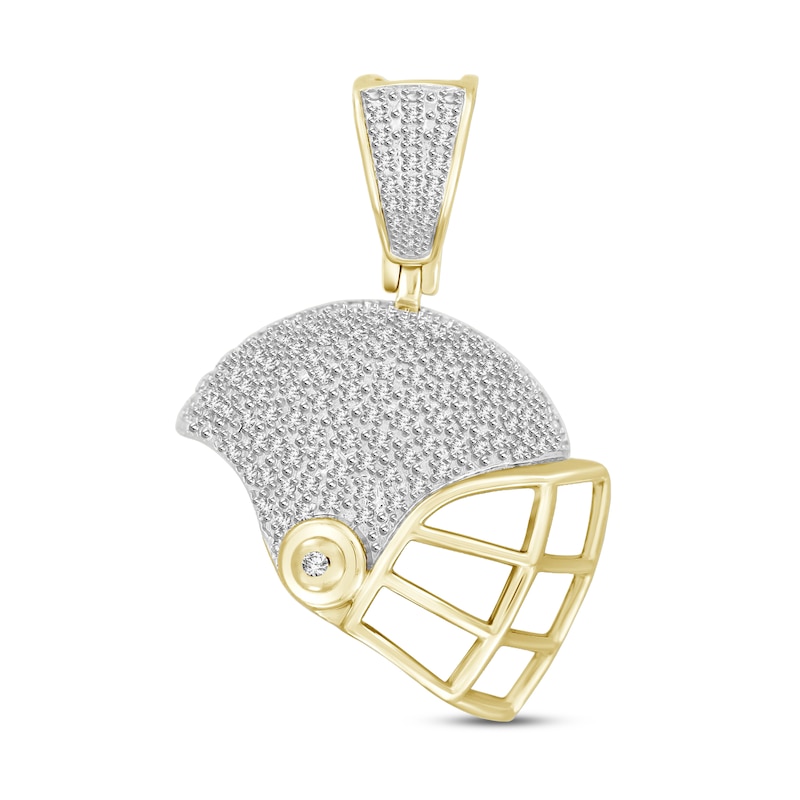Main Image 1 of Men's Football Helmet Pendant 1/4 ct tw 10K Yellow Gold