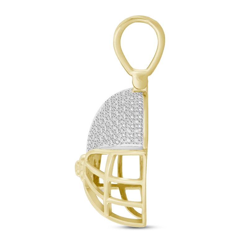 Main Image 4 of Men's Football Helmet Pendant 1/4 ct tw 10K Yellow Gold