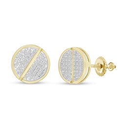 Men's Diamond Stud Earrings 1/6 ct tw Round-cut 10K Yellow Gold