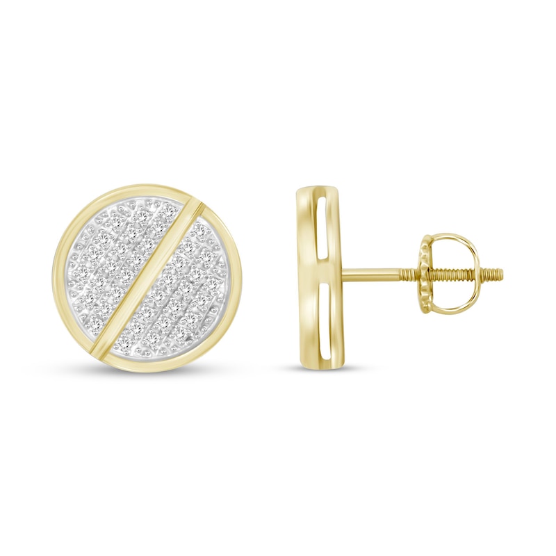 Main Image 2 of Men's Diamond Stud Earrings 1/6 ct tw Round-cut 10K Yellow Gold