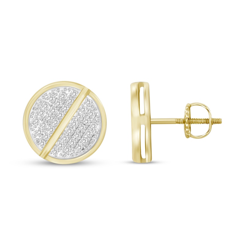 Men's Diamond Stud Earrings 1/6 ct tw Round-cut 10K Yellow Gold