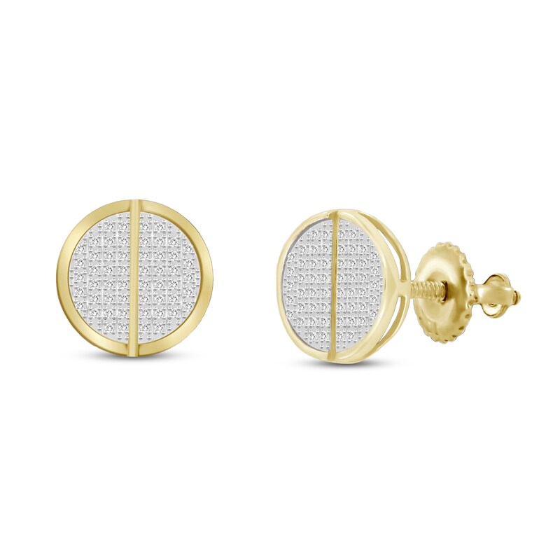 Gold Circle Lab Simulated Diamond Men's Stud Earrings