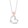 Thumbnail Image 1 of Diamond Apple/Ruler Necklace 1/6 ct tw Round & Baguette 10K Two-Tone Gold 18&quot;