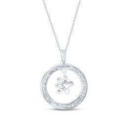 Diamond Paw Necklace 1/5 ct tw Round & Baguette 10K White Gold 18"