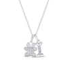 Thumbnail Image 1 of Diamond Dog Paw & Bone Necklace 1/5 ct tw Round & Baguette Sterling Silver 18&quot;