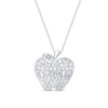 Thumbnail Image 1 of Diamond Teacher Apple Necklace 1/5 ct tw Round & Baguette Sterling Silver 18&quot;
