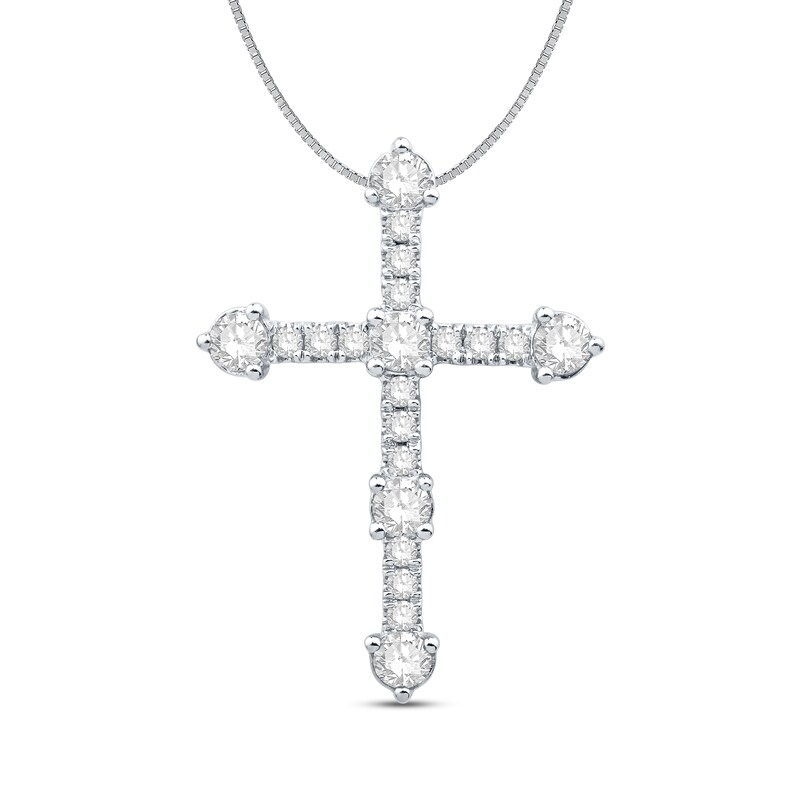 Diamond Cross Necklace 3/8 ct tw 10K White Gold 18"