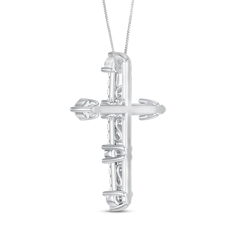 Diamond Cross Necklace 3/8 ct tw 10K White Gold 18"