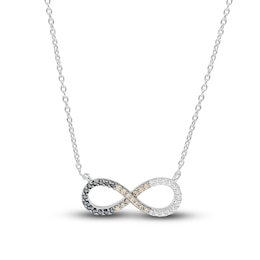 White, Black, and Brown Diamond Infinity Necklace 1/5 ct tw Sterling SIlver 18"