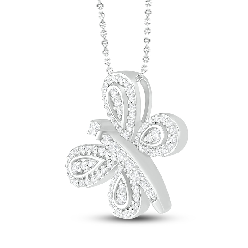 Diamond Butterfly Necklace 1/4 ct tw Round-cut Sterling Silver 18"