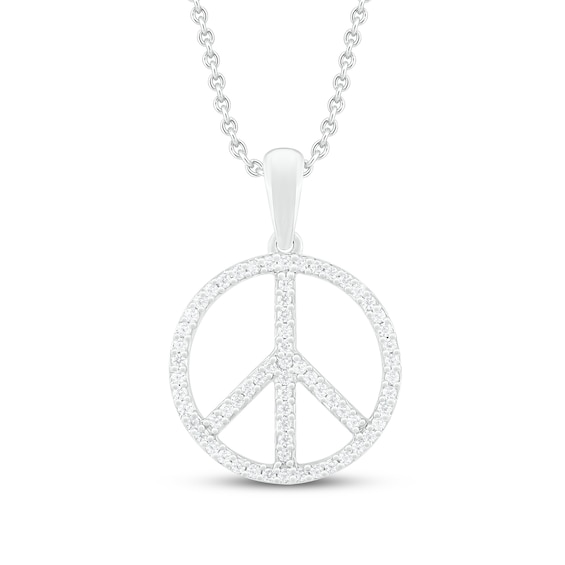 Diamond Peace Necklace 1/5 ct tw Round-cut Sterling Silver 18"