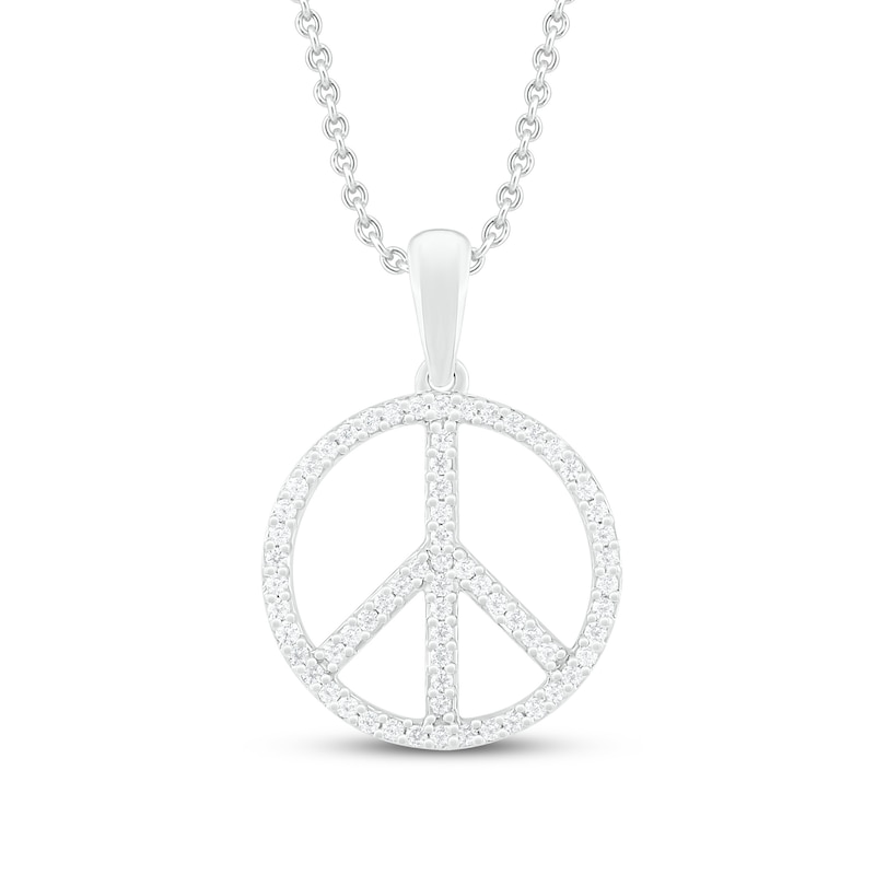 Main Image 1 of Diamond Peace Necklace 1/5 ct tw Round-cut Sterling Silver 18&quot;