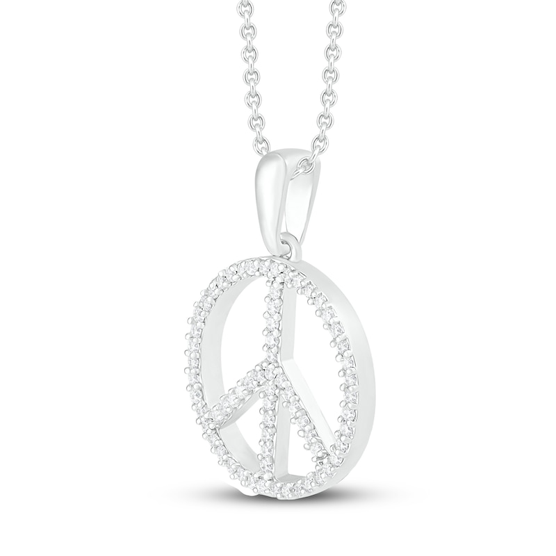 Main Image 2 of Diamond Peace Necklace 1/5 ct tw Round-cut Sterling Silver 18&quot;