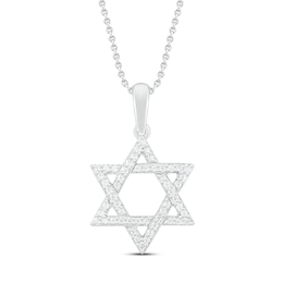 Diamond Star of David Necklace 1/6 ct tw Round-cut Sterling Silver 18"