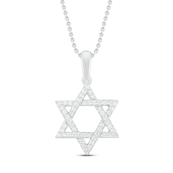 Diamond Star of David Necklace 1/6 ct tw Round-cut Sterling Silver 18"