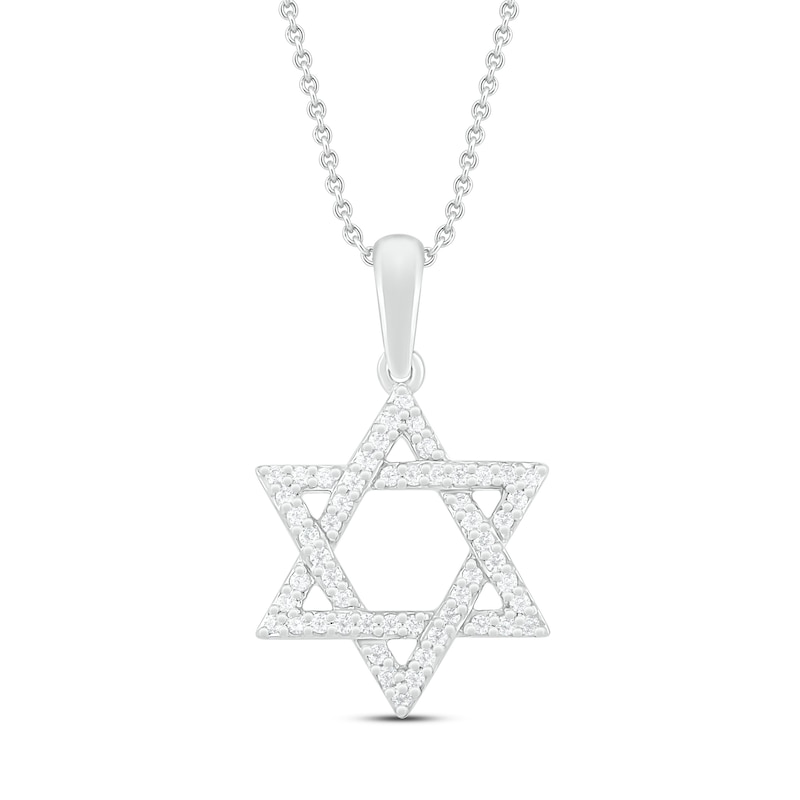 Main Image 1 of Diamond Star of David Necklace 1/6 ct tw Round-cut Sterling Silver 18&quot;