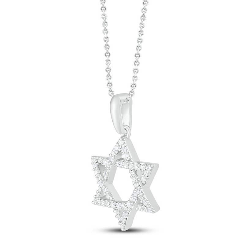 Main Image 2 of Diamond Star of David Necklace 1/6 ct tw Round-cut Sterling Silver 18&quot;