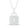 Thumbnail Image 1 of Diamond Lock Necklace 1/6 ct tw Round-cut Sterling Silver 18&quot;
