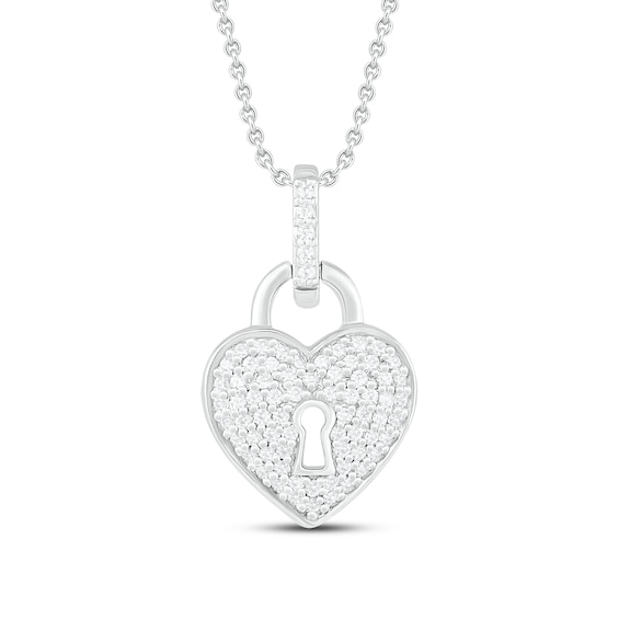 Yellow Gold Diamond Heart Lock Necklace