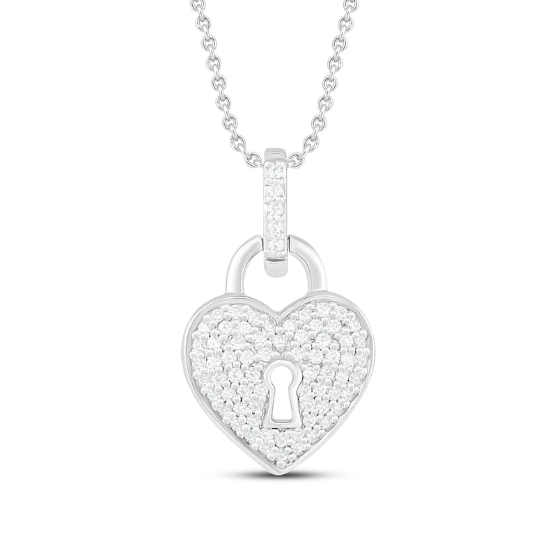 Silver Heart Shaped Lock & Key Charm Necklace