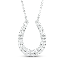 Diamond Horseshoe Necklace 1/5 ct tw Round-cut Sterling Silver 18"