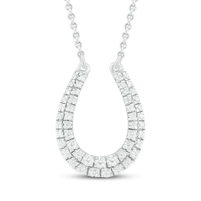 Main Image 1 of Diamond Horseshoe Necklace 1/5 ct tw Round-cut Sterling Silver 18&quot;