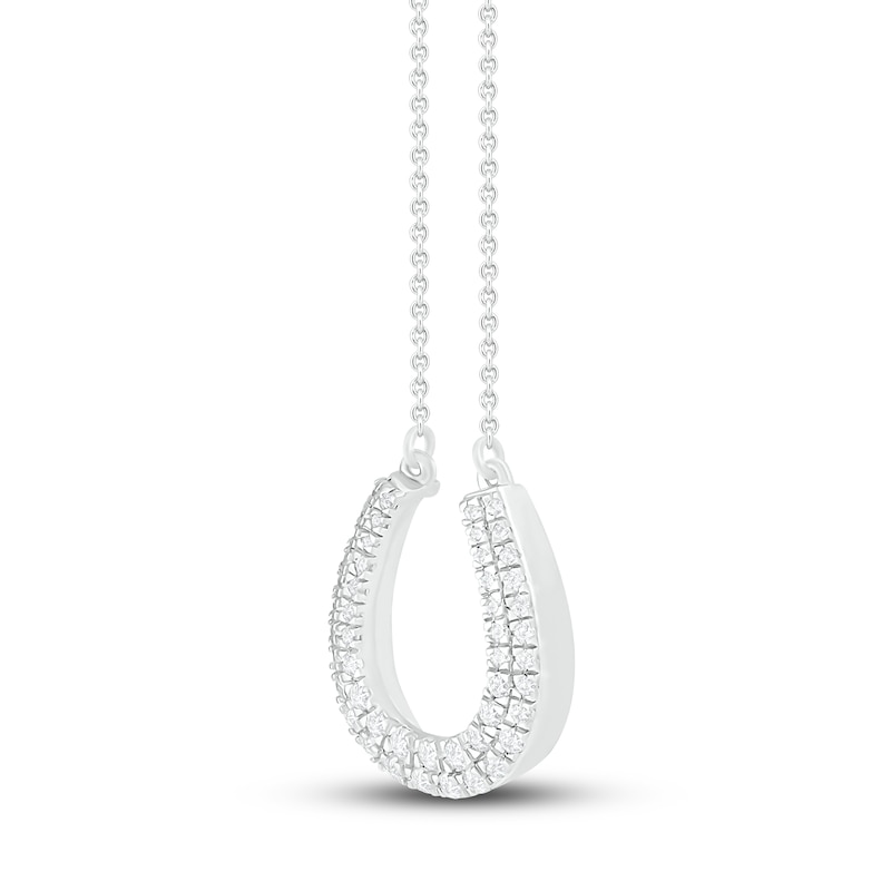 Main Image 2 of Diamond Horseshoe Necklace 1/5 ct tw Round-cut Sterling Silver 18&quot;