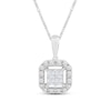 Thumbnail Image 0 of Diamond Halo Necklace 1/4 ct tw Princess & Round 10K White Gold 19"