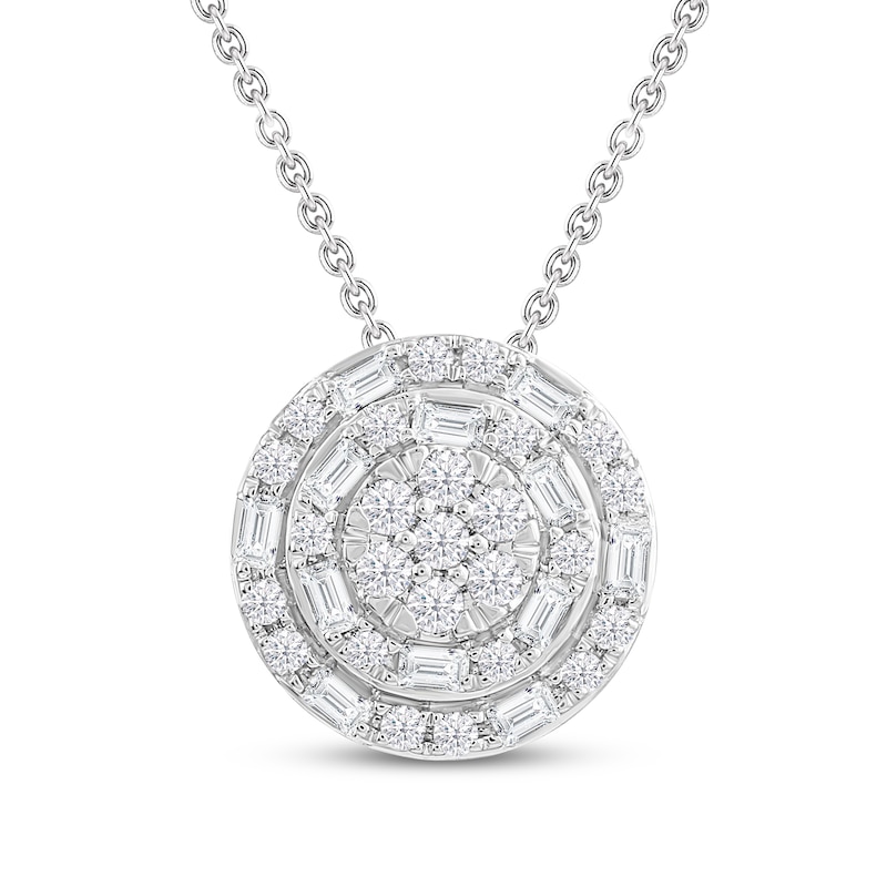 Diamond Circle Necklace 1/3 ct tw 10K White Gold 18"