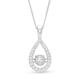 Unstoppable Love Diamond Pear Necklace 1/2 ct tw Round-cut 10K White Gold 19&quot;