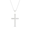 Thumbnail Image 0 of Diamond Cross Necklace 1/10 ct tw Round-Cut 10K White Gold 18"