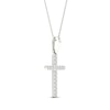 Thumbnail Image 2 of Diamond Cross Necklace 1/10 ct tw Round-Cut 10K White Gold 18"