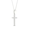 Thumbnail Image 3 of Diamond Cross Necklace 1/10 ct tw Round-Cut 10K White Gold 18&quot;