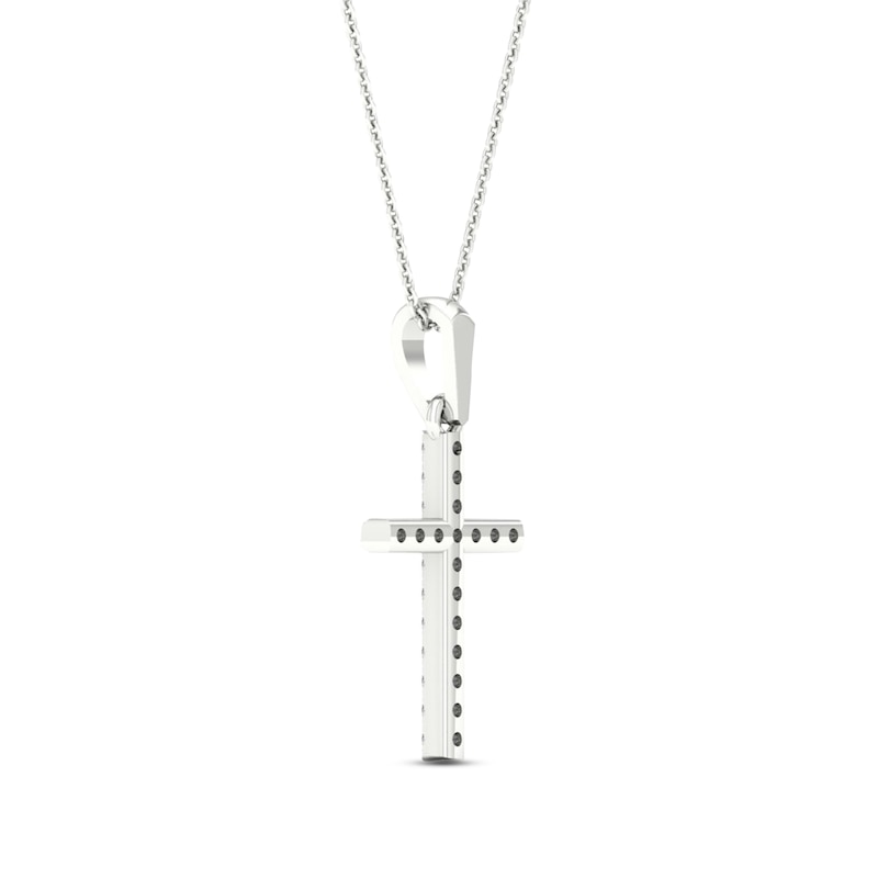 Diamond Cross Necklace 1/10 ct tw Round-Cut 10K White Gold 18"