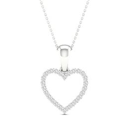 Diamond Heart Necklace 1/10 ct tw Round-Cut 10K White Gold 18"