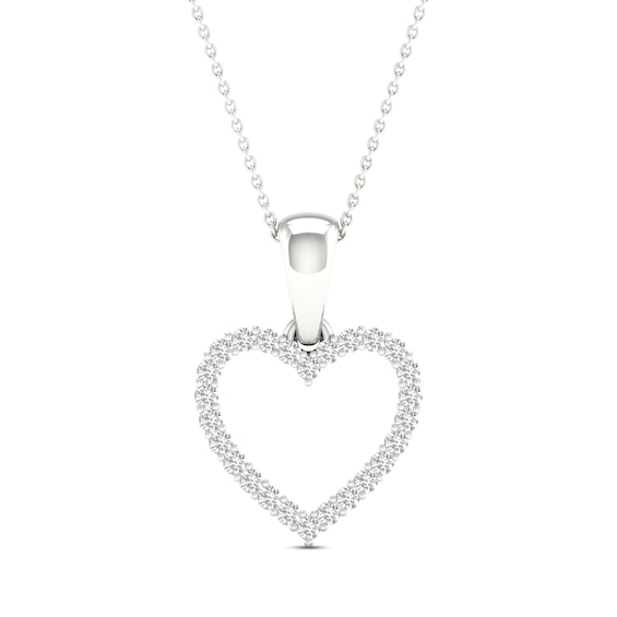 Diamond Heart Necklace 1/ ct tw Round-Cut 10K Gold 18