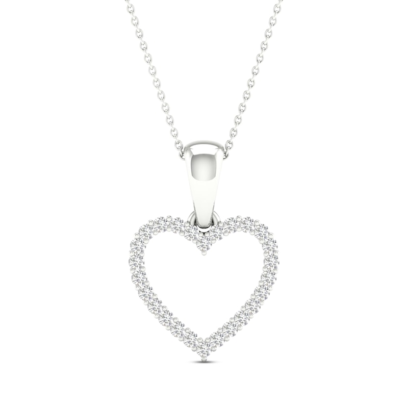 Main Image 1 of Diamond Heart Necklace 1/10 ct tw Round-Cut 10K White Gold 18&quot;