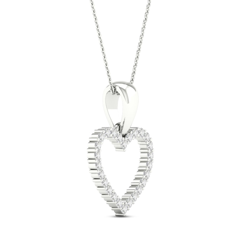 Diamond Heart Necklace 1/10 ct tw Round-Cut 10K White Gold 18"