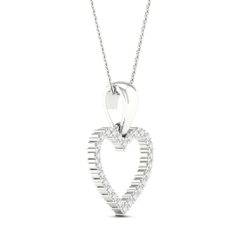 Main Image 3 of Diamond Heart Necklace 1/10 ct tw Round-Cut 10K White Gold 18&quot;