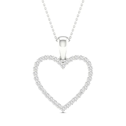 Diamond Heart Necklace 1/5 ct tw Round-Cut Sterling Silver 18"