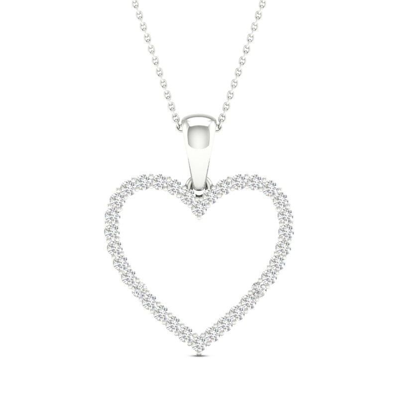 Main Image 1 of Diamond Heart Necklace 1/5 ct tw Round-Cut Sterling Silver 18&quot;