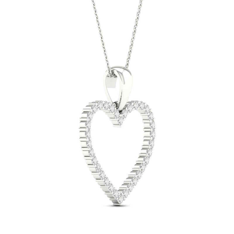 Main Image 3 of Diamond Heart Necklace 1/5 ct tw Round-Cut Sterling Silver 18&quot;