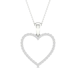 Diamond Heart Necklace 1/4 ct tw Round-Cut 10K White Gold 18"