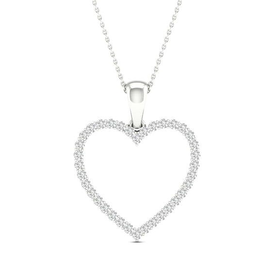 Diamond Heart Necklace 1/4 ct tw Round-Cut 10K White Gold 18"
