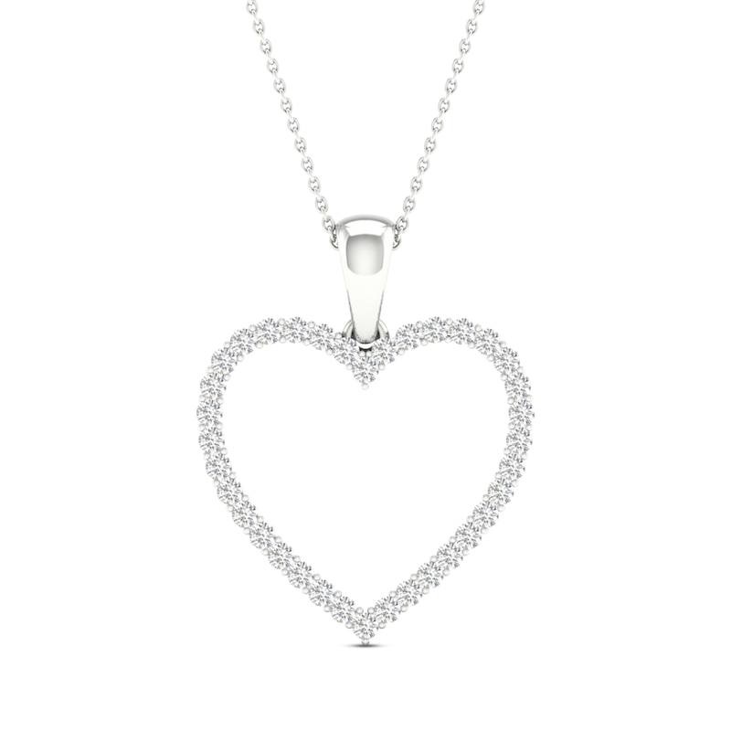 Diamond Heart Necklace 1/4 ct tw Round-Cut 10K White Gold 18"