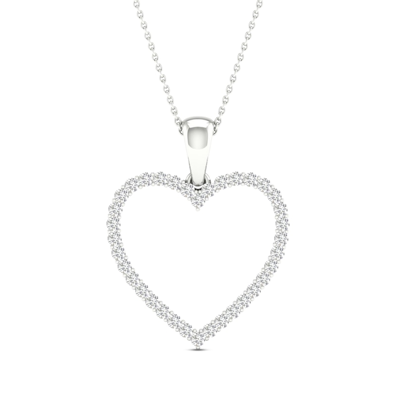 Main Image 1 of Diamond Heart Necklace 1/4 ct tw Round-Cut 10K White Gold 18&quot;