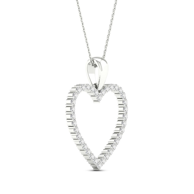 Diamond Heart Necklace 1/4 ct tw Round-Cut 10K White Gold 18"