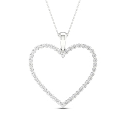 Diamond Heart Necklace 1/2 ct tw Round-cut 10K White Gold 18&quot;
