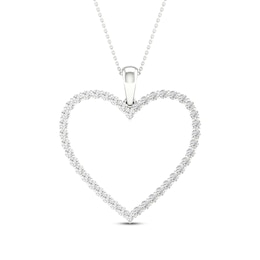 Diamond Heart Necklace 1/2 ct tw Round-cut 10K White Gold 18"