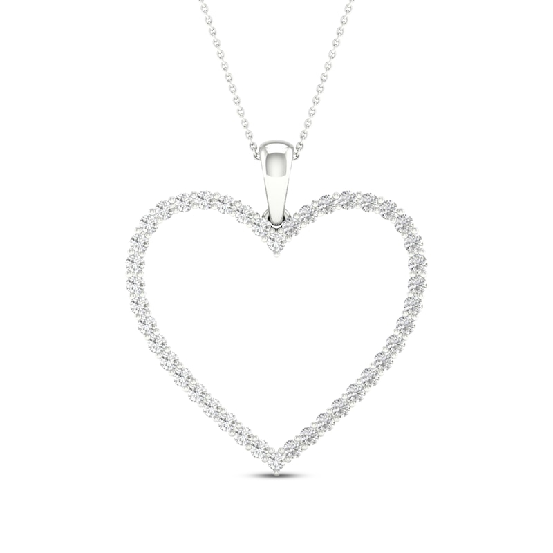 Main Image 1 of Diamond Heart Necklace 1/2 ct tw Round-cut 10K White Gold 18&quot;